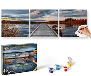 Schipper 609470754 Tríptico de Pintura por números Sunrise by The Lake