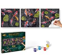 Schipper 609470860 - Pintura por números - Koi Joya en estanque de peces - Pintar imágenes para adultos, incluye pinceles y pinturas acrílicas, 40 x 120 cm