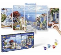 Schipper Mykonos 609450797 - Pintura por números para adultos, incluye pinceles y pinturas acrílicas, 5 imágenes, clase magistral políptica, edición profesional, 132 x 72 cm