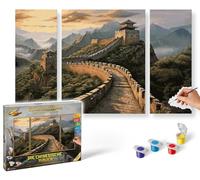 Schipper Pintura por números - La Gran Muralla China - Pinturas para Adultos, Incluye Pinceles y Pinturas acrílicas, tríptico, 50 x 80 cm