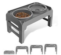 SCHITEC Comederos Elevados para Perros,Soporte Elevado Cuenco para Perro con Comedero Lento y Cuenco de Agua Sin Derrames,4 Alturas Ajustables Comedero para Perros Grandes, Medianos y Pequeños