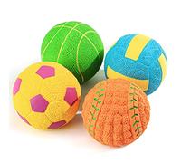 SCHITEC Juguete Pelotas Chirriantes para Perros, [4 Piezas] Juguete de Látex para Perros Chirriantes de Fútbol Interactivo para Buscar para Perros Medianos