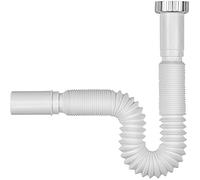 Schläfer 439308 | Sifón flexible universal apto para todo tipo de lavabo, lavabo y lavabo de baño y cocina, tubo de desagüe extensible y comprimible de 1" 1/2, color blanco