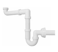 Schläfer 4395023 | Sifón universal 1"1/4 para fregaderos - Salida Ø40 mm, juego sifón en S de plástico, desagüe lavabo autolimpiante que ahorra espacio 1 seno fregadero conexión individual