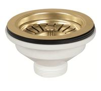 Schläfer 439728 | Desagüe para lavabo tipo Basket de PVD dorado, sin rebosadero, con casquillo de 1"1/2 y orificio de Ø 90 mm, desagüe Ø 114 mm, desagüe estándar de acero inoxidable con tornillo y