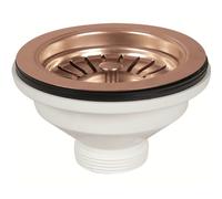 Schläfer 439729 | Tapón de drenaje para fregadero, tipo cesta PVD color cobre, sin rebosadero 1 "1/2 agujero Ø90 mm, drenaje Ø114 mm, drenaje estándar de acero inoxidable con tornillo y cesta