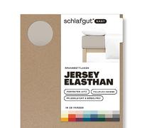 schlafgut Easy Jersey Elastane Fitted Sheet Made of Super Soft Cotton with 5% Elastane, Flexfit Rubber for a Wrinkle-Free fit, Oeko Tex Certified (Sand Mid, S 90x190cm - 100x220cm)