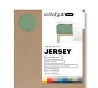 schlafgut Sábana Bajera Easy Jersey de 180x200cm a 200x200cm, 100% algodón,Suave y Transpirable, Cuidado fácil, Certificado Oeko Tex, Green Mid