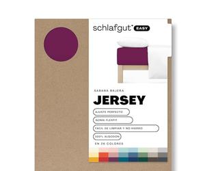 schlafgut Sábana Bajera Easy Jersey de 180x200cm a 200x200cm, 100% algodón,Suave y Transpirable, Cuidado fácil, Certificado Oeko Tex, Purple Deep