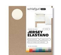 Schlafgut Sábana Bajera Easy Jersey Elasthan Topper de hasta 10 cm de Altura, 95% algodón y 5% Elastano, Full-White (Yellow Light, M 120x200cm - 130x220cm)