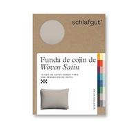 schlafgut Woven Satin Funda de cojín - 70x90 cm, confeccionada con algodón 100%, Cremallera Oculta, Ultra Suave y Transpirable, Certificado Oeko-Tex, Sand Mid