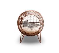 Schlafkörbchen Mimbre con Almohada 45x50cm Gato Cama para Gato Bola Cama Redondo