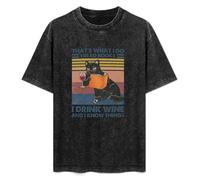 Schlag Cat Lovers I Read Books I Drink Wine I Know Things Mens Hoodies Unisex Pullover Hoody Black Sweatershirt T-Shirt Black M