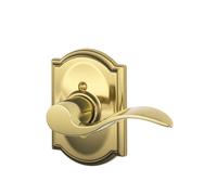 SCHLAGE Accent Lever with Camelot Trim Non-Turning Lock in Bright Brass - Right Handed - F170 ACC 605 CAM RH