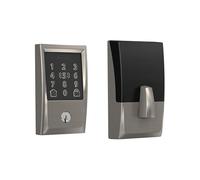 Schlage BE499WB CEN 619 Encode Plus Cerradura inteligente WiFi, cerradura de puerta con pantalla táctil sin llave con moldura Century, níquel satinado