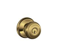 SCHLAGE Entrada con llave, latón antiguo F51A GEO 609 Georgian Knob Lock