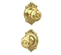 SCHLAGE F10 GEO 605 BRK Brookshire Collection - Pomo georgiano de paso, latón brillante