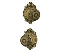 SCHLAGE F10 GEO 609 BRK Brookshire Collection Georgian Passage Knob, Antique Brass Lock Company