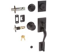 SCHLAGE F62-ADD-GEO Addison Double Cylinder Handleset with Georgian Interior Kno, Matte Black by Lock Company