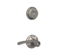 Schlage FB50 N V MER 619 - Cerrojo de seguridad de un solo cilindro y palanca Merano de entrada con llave, níquel satinado