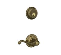 SCHLAGE FB50 V FLA 609 - Cerrojo de seguridad de un solo cilindro y palanca de entrada con llave, latón antiguo