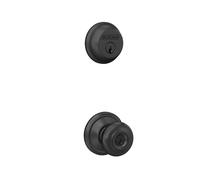 Schlage FB50N G GEO 622 - Cerrojo de seguridad de un solo cilindro y perilla georgiana de entrada con llave, negro mate