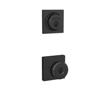 Schlage FB55 N G BWE 622 COL - Cerrojo de seguridad de un solo cilindro y perilla de entrada con llave con moldura Collins, negro mate