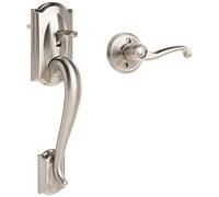 SCHLAGE FE285 CAM 619 FLA LH Camelot Trim Mitad inferior de entrada delantera con palanca de mano izquierda, níquel satinado