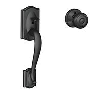 SCHLAGE FE285 CAM 622 GEO - Juego de manijas de entrada delantera inferior con perilla georgiana, color negro mate