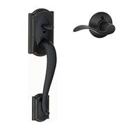 SCHLAGE FE285 CAM 716 Acc RH Camelot - Juego de manijas de entrada frontal con manija Accent para diestros, agarre medio inferior, bronce envejecido, moldura interior estándar