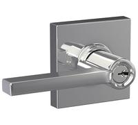 SCHLAGE Latitude-Manija con cerradura de entrada con llave y moldura Collins, cromo brillante (F51A LAT 625 COL), Keyed Entry