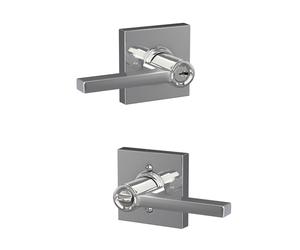 SCHLAGE Latitude-Manija con cerradura de entrada con llave y moldura Collins, cromo brillante (F51A LAT 625 COL), Keyed Entry