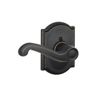 ScHLAgE Left Handed Lever with camelot Trim Non-Turning Lock Aged Bro
