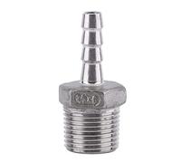 Schlauchverbinder Schlauch Anschlussadapter Edelstahl SS304 Außengewinde Kupplung Fitting Stecker BSP 3/8 x6 mm(3/8 x 6 mm) Für Wasserschlauch Luftleitung
