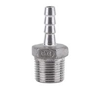 Schlauchverbinder Schlauch-Barb Adapter Edelstahl SS304 Au?engewinde Kupplung Fitting Stecker BSP 3/8 "x6 mm(3/8 x 6 mm)