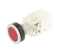 Schlegel 23.000.375 Pulsador Color Plateado, Tapa de Botón Rojo, Símbolo de Etiqueta Encendido/Apagado, Sensor de Contacto Pulsador 1 Abridor, Conexión a Tornillo