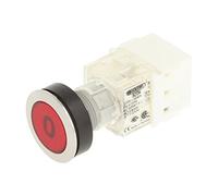 Schlegel 23.000.580 Botón de acero inoxidable, tapa de botón, rojo, etiqueta 0, sensor de contacto pulsador 1 abridor, conexión de tornillo