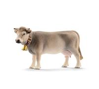 Schleich 13874 Figura de Vaca Braunvieh con Cencerro, Color Marrón, 7.8 cm