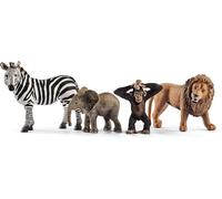 Schleich Vida Salvaje Set Básico - Safari - Bebé Elefante Chimp León Cebra