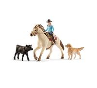 Schleich 42419 Farm World Play Set - Monta Vaquera, Juguetes a Partir de 3 años