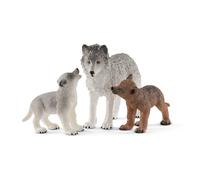 SCHLEICH 42472n Mother wolf with pups Wild Life Toy Figurine for children aged 3