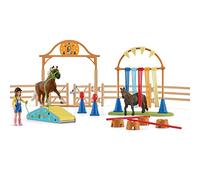 Schleich 42481 Farm World Play Set - Entrenamiento de Agilidad de Ponis, Juguetes a Partir de 3 años