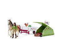 schleich HORSE CLUB 42533 - Set de Excursión con Sarah, 12 Piezas - Incluye Remolque, Tienda de Campaña y Caballo - Animales de Juguete Coleccionables - Juguetes para Niños de 5 Años o Más