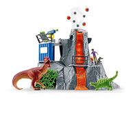 schleich DINOSAURS 42564 - Set Campamento Base de Expedición con Dinosaurios de Juguetes - Incluye Volcán en Erupción LED, Exploradores y 2 Figuras de Dinosaurios - Juguetes para Niños 5 Años o Más