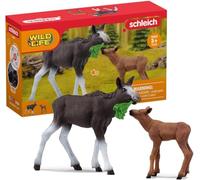 Schleich 42629 Alce Hembra con cría, a Partir de 3 años, Wild Life - playset, 3 Piezas