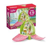 Schleich BAYALA | Guardería mágica de Marween 42520 | Set con elfa Marween, 2 Dragones bebé, Gatito Alado y Mapache | Flor Plegable con Accesorios | Figura a Partir de 5 años | Set de 19 Piezas