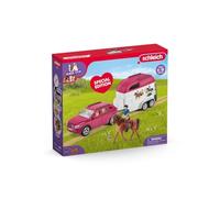 Schleich Coche con remorque para Chevaux, Coffret con 1 Cheval Inclus, Coffret Figuras para niños de 5 años