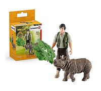 Schleich- Colección Wild Life Set de Figuras de Iniciación con Ranger y Rinoceronte (42428)
