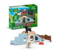 Schleich Farm World | Aventura para Cachorros 42763 | Set con 2 Perros, caseta, rampa, escaleras & Accesorios | Juguete de Granja Realista | Regalo para niños y niñas Desde 3 años | 12 Piezas