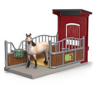 Schleich Farm World | Box para Ponis con yegua Mustang 42724 | Set de Caballo y Accesorios | Figuras detalladas | Juguete de Granja para niños a Partir de 3 años | Juego de 19 Piezas